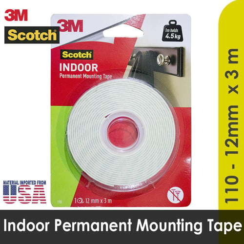 Indoor Permanent Mounting Double Tape 3M 12 mm x 3 mm Scotch 110