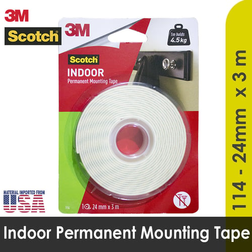 Indoor Permanent Mounting Double Tape 3M 24 mm x 3 m Scotch 114
