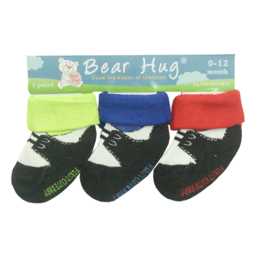 Bear Hug Kaus Kaki 3 Bendit Bayi Laki-laki 0-12M Sepatu Multiolor