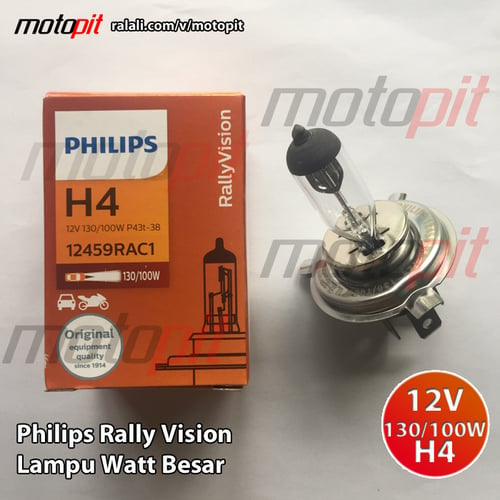 Philips Rally Vision H4 130/100W 12V Lampu Watt Besar