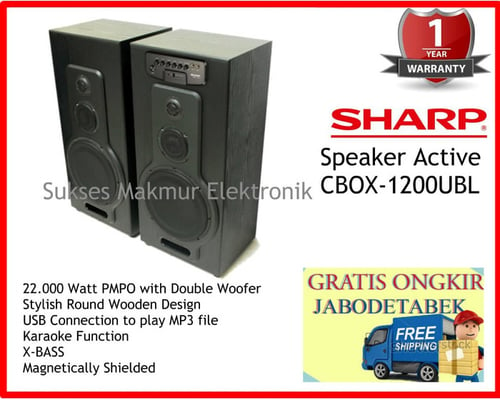 Promo Sharp Speaker Active CBOX-1200UBL2, 22.000 Watt PMPO