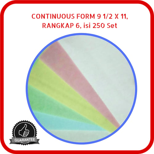 Continuous Form Paper NCR 9.5 x 11 6 Rangkap 250 Set Putih Pink Kuning Hijau Biru Putih