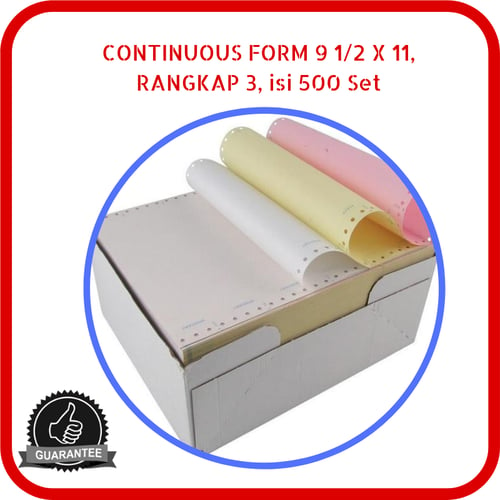Continuous Form Paper NCR 9.5 x 11 3 Rangkap 500 Set Putih Pink Kuning