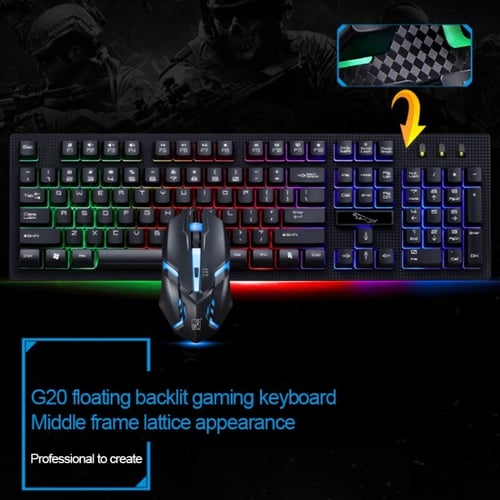 Keyboard Mouse Gaming RGB Backlight Semi Mechanical Optical Mouse Kit