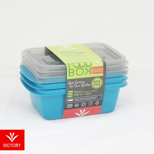 VICTORY Food Box FB500 Warna Solid 1 set isi 3 pcs