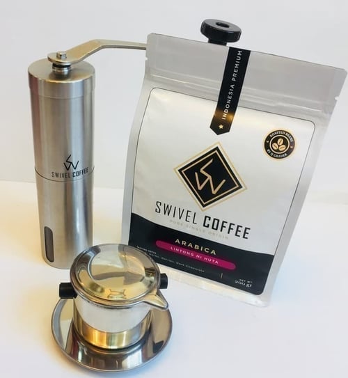 Paket coffee grinder stainless, vietnam drip & kopi lintong ori 200gr