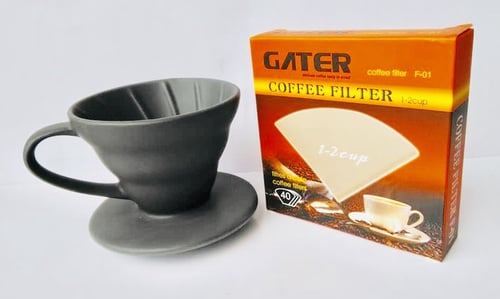 Paket V60 ceramic 01 grey dan paper filter 01 for 1-2cups.