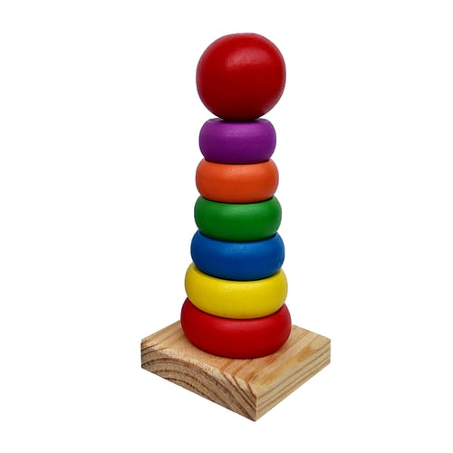 Toylogy Mainan Anak Kayu Balok Susun Ring Donat ( Wooden Toy) Multicolour