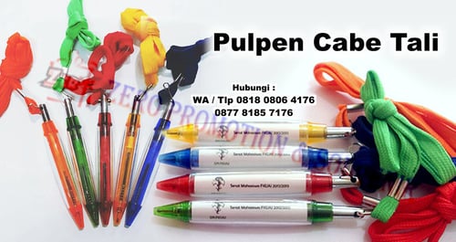 Souvenir Pulpen Bolpoin Pen Promosi Cabe Tali