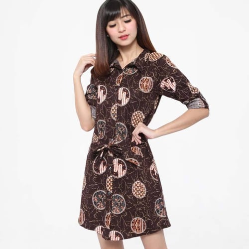 Rimas D-03615 Tunik Batik Mini Dress Wanita - Coklat