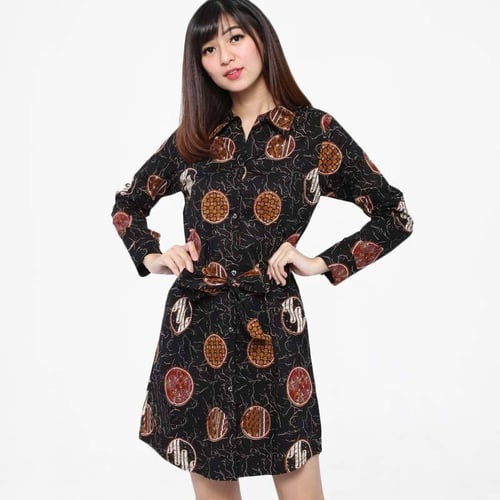 Rimas D-03615 Tunik Batik Mini Dress Wanita - Hitam