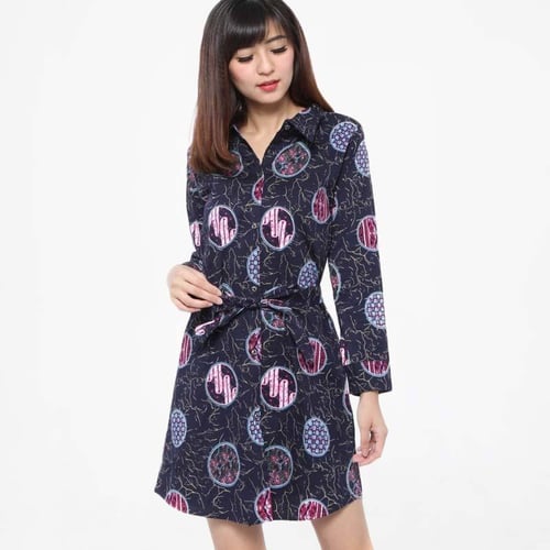 Rimas D-03615 Tunik Batik Mini Dress Wanita - Navy