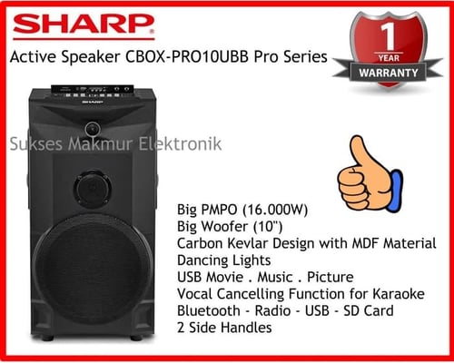 Sharp Active Speaker CBOX-PRO10UBB Pro Series, Bluetooth. Radio. USB