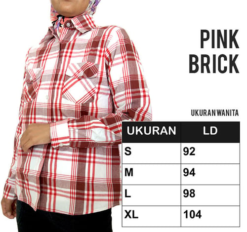 Kemeja MECS Wanita Pink Brick Lengan Panjang Berkualitas