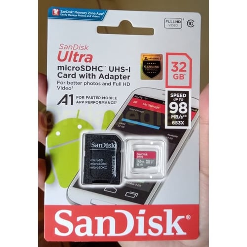 SANDISK ULTRA MICROSDHC 32GB, A1, UHS1, 98MB/s R