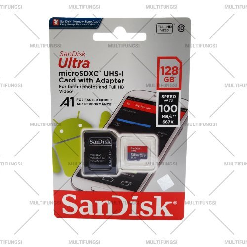 SanDisk Ultra microSDXC 128GB, A1, UHS1, 100MB/s R
