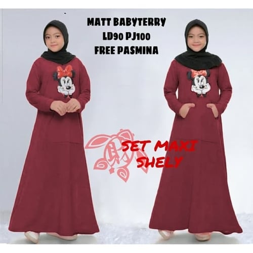 Gamis Shely Minnie Maxi Dress Syari Anak Muslimah Model Casual