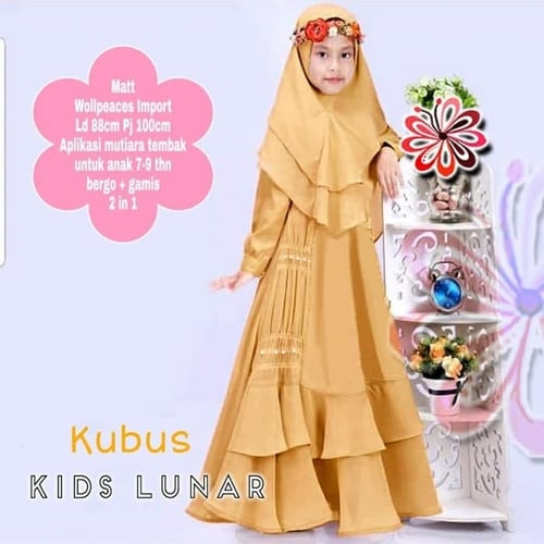 Gamis Lunar Maxi Dress Syari Anak Muslimah Model Casual