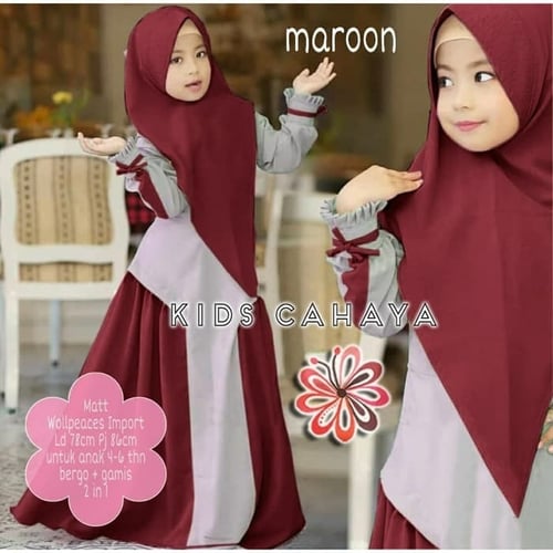 Gamis Cahaya Maxi Dress Syari Anak Muslimah Model Casual