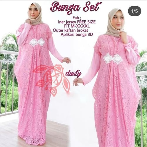 Kaftan Bunga 2in1 Maxi Dress Syari Muslimah Model Casual