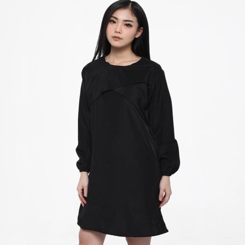 Rimas Fashion D-1021 Tunik Dress Wanita - Hitam Size L