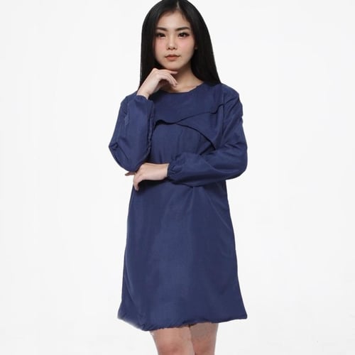 Rimas Fashion D-1021 Tunik Dress Wanita - Navy Size L