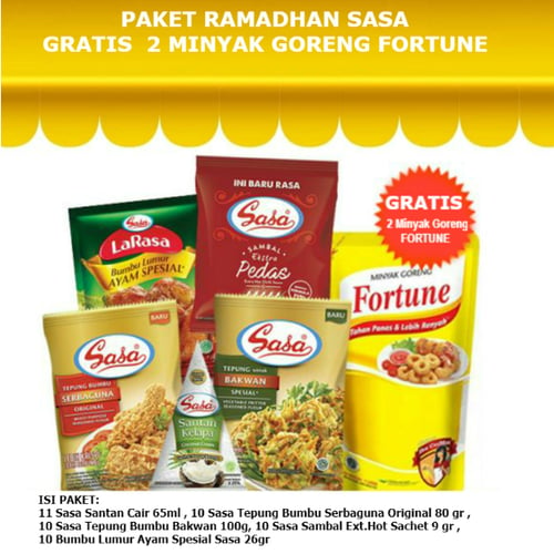 Paket Ramadhan SASA GRATIS 2 Minyak Goreng Fortune