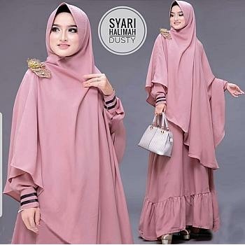 Terlaris Gamis Halimah Busui Jumbo Maxi Dress Syari Muslimah Big Size Model Casual Terkini