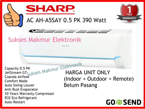 Terlaris AC Sharp 0.5 PK AH-A5SAY R32 Belum Pasang