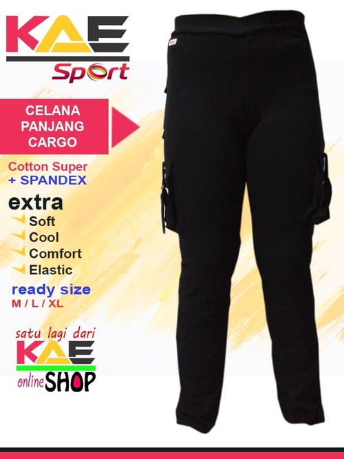 Jual celana senam cargo  panjang hitam M XL KAE Shop 