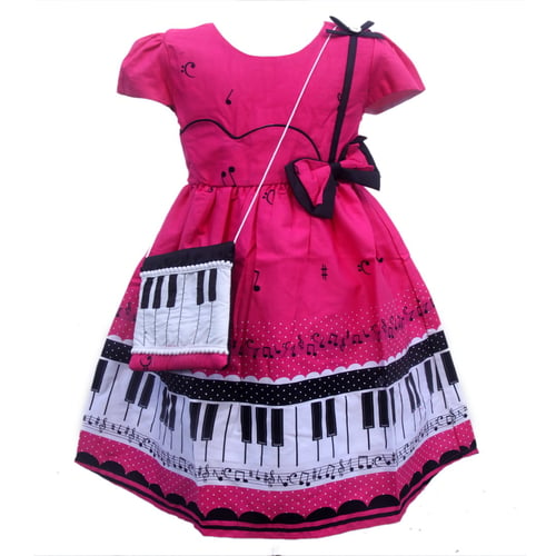 Dress Anak Perempuan Plus Tas Piano Size 5-8 Tahun