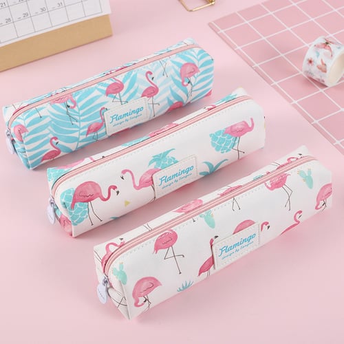 Hello Summer Flamingo Canvas Pencil Case Tube / Tempat Pensil