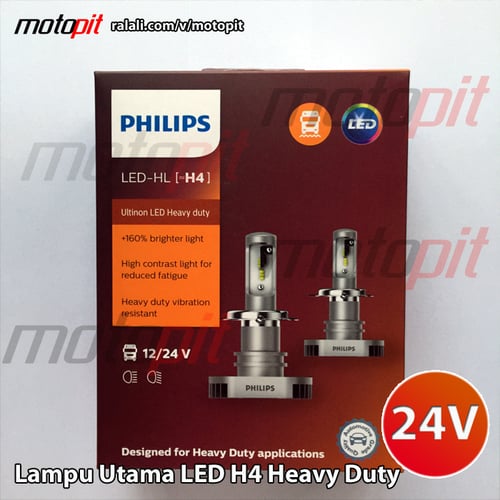 PHILIPS Ultinon LED H4 Heavy Duty 12V 24V Lampu Utama Bus Truk Putih