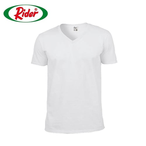 RIDER Lifestyle Tshirt Man R222BP Putih Pcs 1 in 1 V Neck