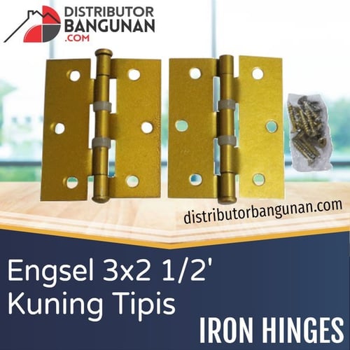 Engsel 3 x 2 1/2 Kuning Tipis IRON HINGES