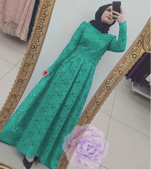 Pakaian Cewek Long Dress Blukat Wanita Toska