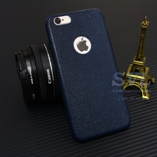 Casing Iphone 8 Case Leather Stitching Ultra Thin Slim Kulit BLUE NAVY