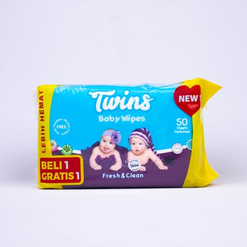 Twins Babywipes Fresh and Clean 50s - Buy 1 Get 1