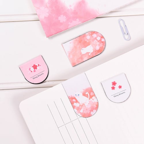 Cherry Blossom Cat Magnetic Bookmark / Pembatas Buku / Bookmark