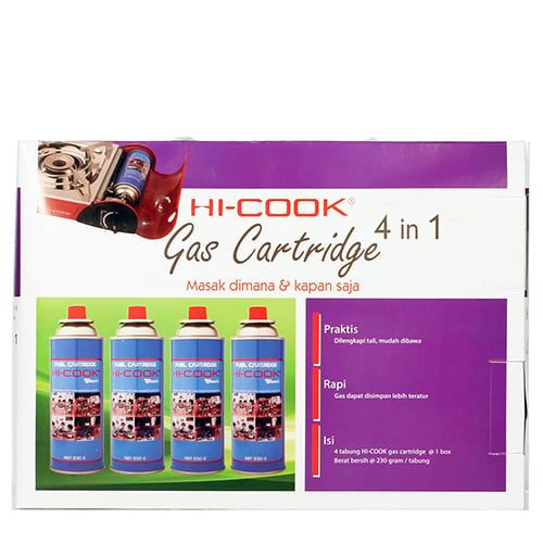 Hi-Cook Gas Cartridge 230 gram 4 in 1 ( 1 box isi 4 pcs )