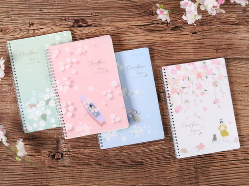 Pinkabulous - Jual Cherry Blossom Rain Spiral Ruled Notebook B5 / Buku ...