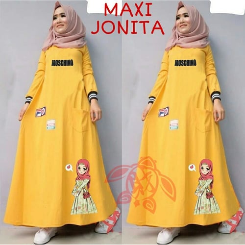 Terlaris Gamis Jonita Maxi Dress Syari Muslimah Model Casual Terkini