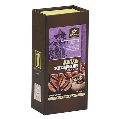 SEVEN BIKA Coffee Java Preangler Pure Arabika Box  200 gr (Bubuk/Biji)