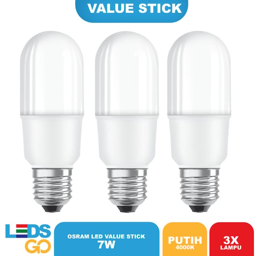 OSRAM Lampu Bohlam LED Value Stick 7 Watt Putih (Cool White) SPECIAL ISI 3