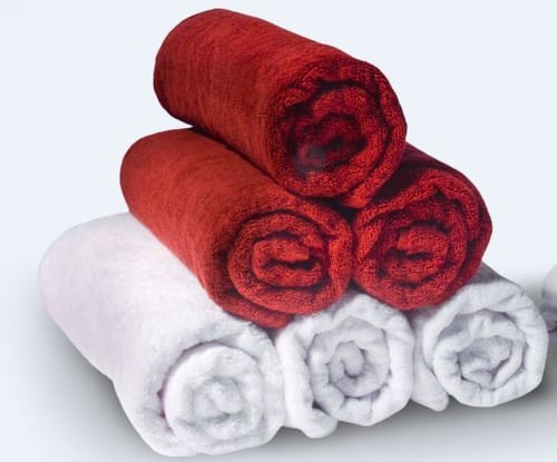 IndoLinen - Handuk Mandi Set Bath Towel 68x140 (Merah-Putih)