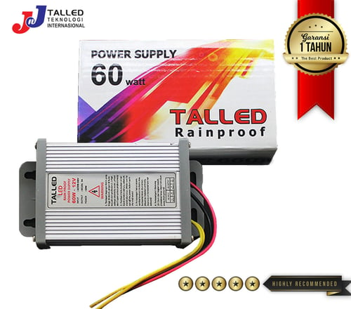 POWER SUPPLY 12V  60W  DC 5A TALLED RAINPROOF - OUTDOOR