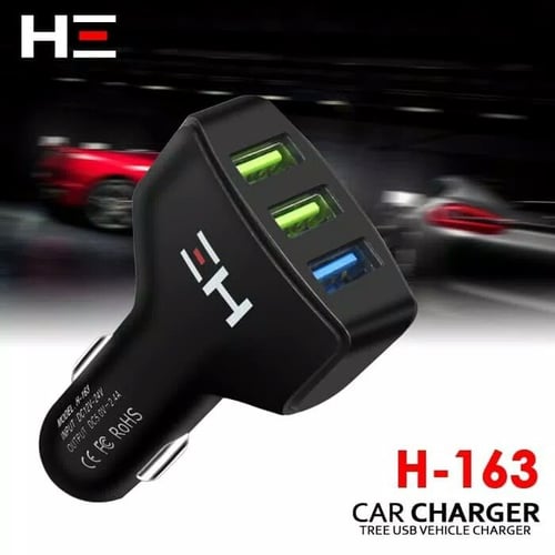 HI END Car Charger 3 USB Port Quick Charge 2.4A Max Hitam
