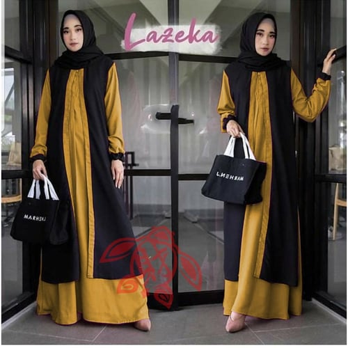 Terlaris Gamis Lazeka Jumbo Maxi Dress Syari Muslimah Big Size Model Casual Terkini