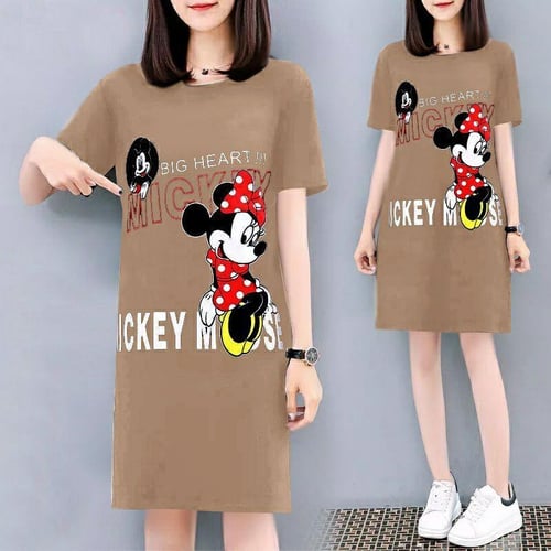 Terlaris Dress Big Heart Mickey Mini Dress Model Casual Terkini