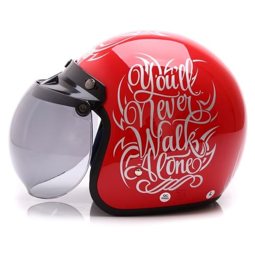WTO Helmet Retro Bogo - Walk Alone - Kaca BOGO - Merah